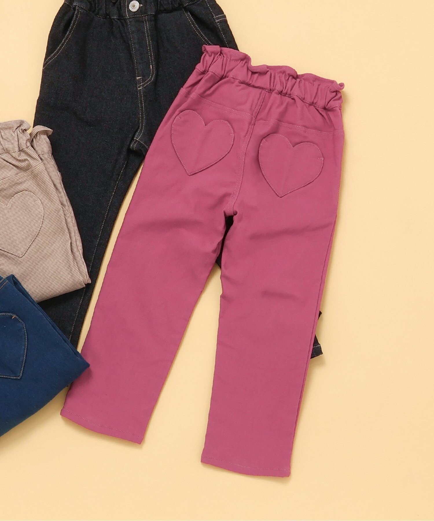 【エフオー オンラインストア/F.O.Online Store / KIDS】の裏起毛ハートポケットきゅんパンツ 10分丈 インテリア・キッズ・メンズ・レディースファッション・服の通販 founy(ファニー) ファッション Fashion キッズファッション Fashion for Kids ボトムス Bottoms おすすめ Recommended / Our Picks ストレート Straight, Straight Cut ポケット Pocket, Pocket Detail 人気 Popular, Best Seller 冬 Winter / This Winter ローズピンク|ID: prp329100004752774 ipo3291000000034635663