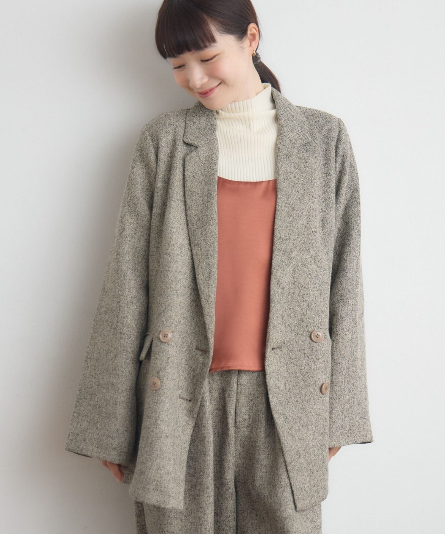 【レトロガール/RETRO GIRL】の【WEB限定】ツイードダブルブレストテーラー インテリア・キッズ・メンズ・レディースファッション・服の通販 founy(ファニー) 　ファッション　Fashion　レディースファッション　Fashion for Women　おすすめ　Recommended / Our Picks　カットソー　Cut and Sewn Top　シンプル　Simple, Minimal　ジャケット　Jacket, Outerwear　スウェット / スエット　Sweatshirt, Sweatwear　セットアップ　Set-Up, Coordinated Outfit　ダブル　Double, Double-Breasted　ツイード　Twill, Twill Weave　デニム　Denim, Jeans Material　トレンド　Trend, Trending Now　ベーシック　Basic, Essential　ブラウン|ID: prp329100004753104 ipo3291000000034378518