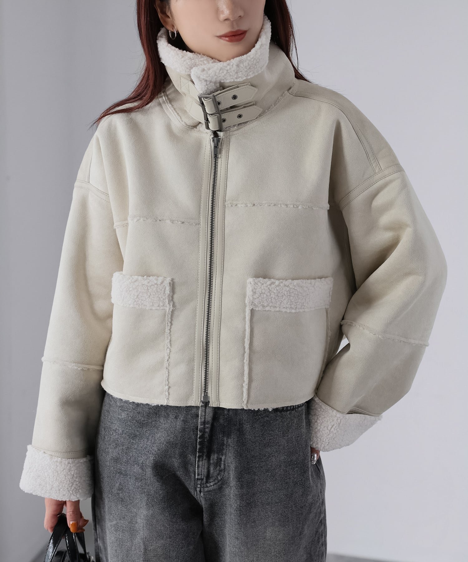 【リベリー/Riberry】のショート丈ムートンコート インテリア・キッズ・メンズ・レディースファッション・服の通販 founy(ファニー) 　ファッション　Fashion　レディースファッション　Fashion for Women　アウター　Coat / Outerwear Collection　コート・ロングコート・ピーコート　Long Coats, Peacoats & More　インナー　Innerwear　カーゴパンツ　Cargo Pants, Utility Pants　軽量　Lightweight, Ultra Light　ショート　Short, Short Length　シンプル　Simple, Minimal　スタンド　Stand Collar, Upright Stand　トレンド　Trend, Trending Now　定番　Standard, Basic Item　フェミニン　Feminine, Girly　防寒　Cold Protection, Winter-Ready　ミニスカート　Mini Skirt, Short Skirt　ルーズ　Loose, Oversized　冬　Winter / This Winter　A/W・秋冬　Autumn/Winter　再入荷　Restock / Back in Stock　おすすめ　Recommended / Our Picks　アイボリー|ID: prp329100004753115 ipo3291000000034498215