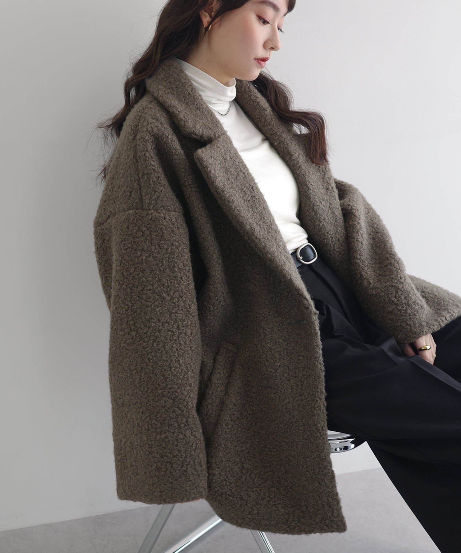 【アンドミー/andme】のシープ調ボア ミドル丈 テーラードコート インテリア・キッズ・メンズ・レディースファッション・服の通販 founy(ファニー) ファッション Fashion レディースファッション Fashion for Women アウター Coat / Outerwear Collection コート・ロングコート・ピーコート Long Coats, Peacoats & More ポケット Pocket, Pocket Detail ミドル Middle Length, Mid Height おすすめ Recommended / Our Picks ブラウン|ID: prp329100004753152 ipo3291000000034800280