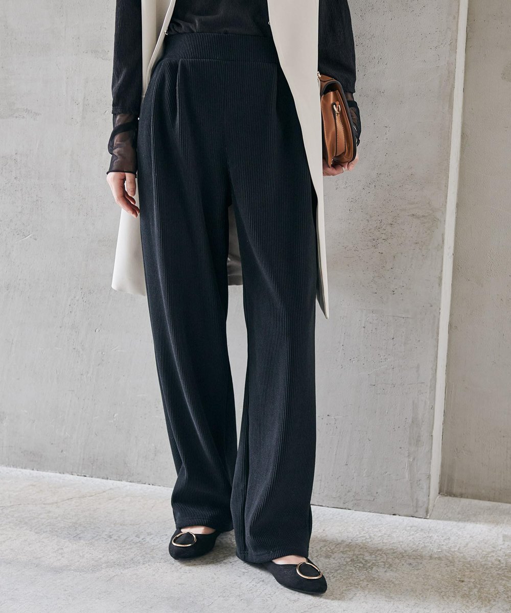 【ラナン/Ranan】のRanan/あったか裏ベロアニットコールワイドパンツ インテリア・キッズ・メンズ・レディースファッション・服の通販 founy(ファニー) 　ファッション　Fashion　レディースファッション　Fashion for Women　パンツ　Pants & Trousers　カットソー　Cut and Sewn Top　コーデュロイ　Corduroy, Cord Fabric　スウェット / スエット　Sweatshirt, Sweatwear　ストレッチ　Stretch, Stretchy Fabric　フロント　Front, Front Design　ベロア　Velour, Soft Velvet　ボンディング　Bonding, Bonded Fabric　ポケット　Pocket, Pocket Detail　ワイド　Wide, Wide Fit　冬　Winter / This Winter　ブラック|ID: prp329100004753154 ipo3291000000034548061