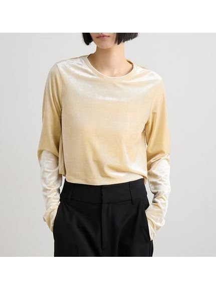 【ミースロエ/MIESROHE】の短丈ベロアトップス インテリア・キッズ・メンズ・レディースファッション・服の通販 founy(ファニー) 　ファッション　Fashion　レディースファッション　Fashion for Women　トップス・カットソー　Cut & Sew Tops　ベロアトップス　Velour Tops / Velvet-Look Items　おすすめ　Recommended / Our Picks　キャミワンピース　Cami Dress, Slip Dress　ギャザー　Gathered, Ruffled　クラッシュ　Distressed, Crashed Style　コンパクト　Compact, Small Size　スマート　Smart, Elegant　セットアップ　Set-Up, Coordinated Outfit　バランス　Balance, Style Balance　プリント　Print, Printed Pattern　ベロア　Velour, Soft Velvet　人気　Popular, Best Seller　無地　Plain, Solid Color　YEL[032]|ID: prp329100004753204 ipo3291000000034379695