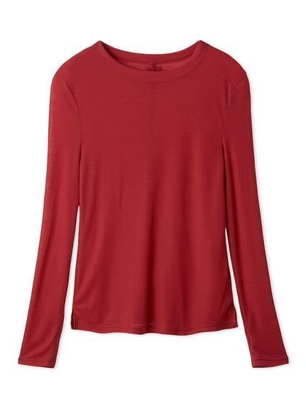 【ミラオーウェン/Mila Owen】のウールテンセルクルーネックシアーロンT インテリア・キッズ・メンズ・レディースファッション・服の通販 founy(ファニー) 　ファッション　Fashion　レディースファッション　Fashion for Women　トップス・カットソー　Cut & Sew Tops　ロングTシャツ・Tシャツ　Longline T-Shirts & Tees　インナー　Innerwear　スタイリッシュ　Stylish, Fashionable　スマート　Smart, Elegant　ロング　Long, Long-Length　おすすめ　Recommended / Our Picks　エレガント 上品　Elegant　RED[046]|ID: prp329100004753206 ipo3291000000034379710