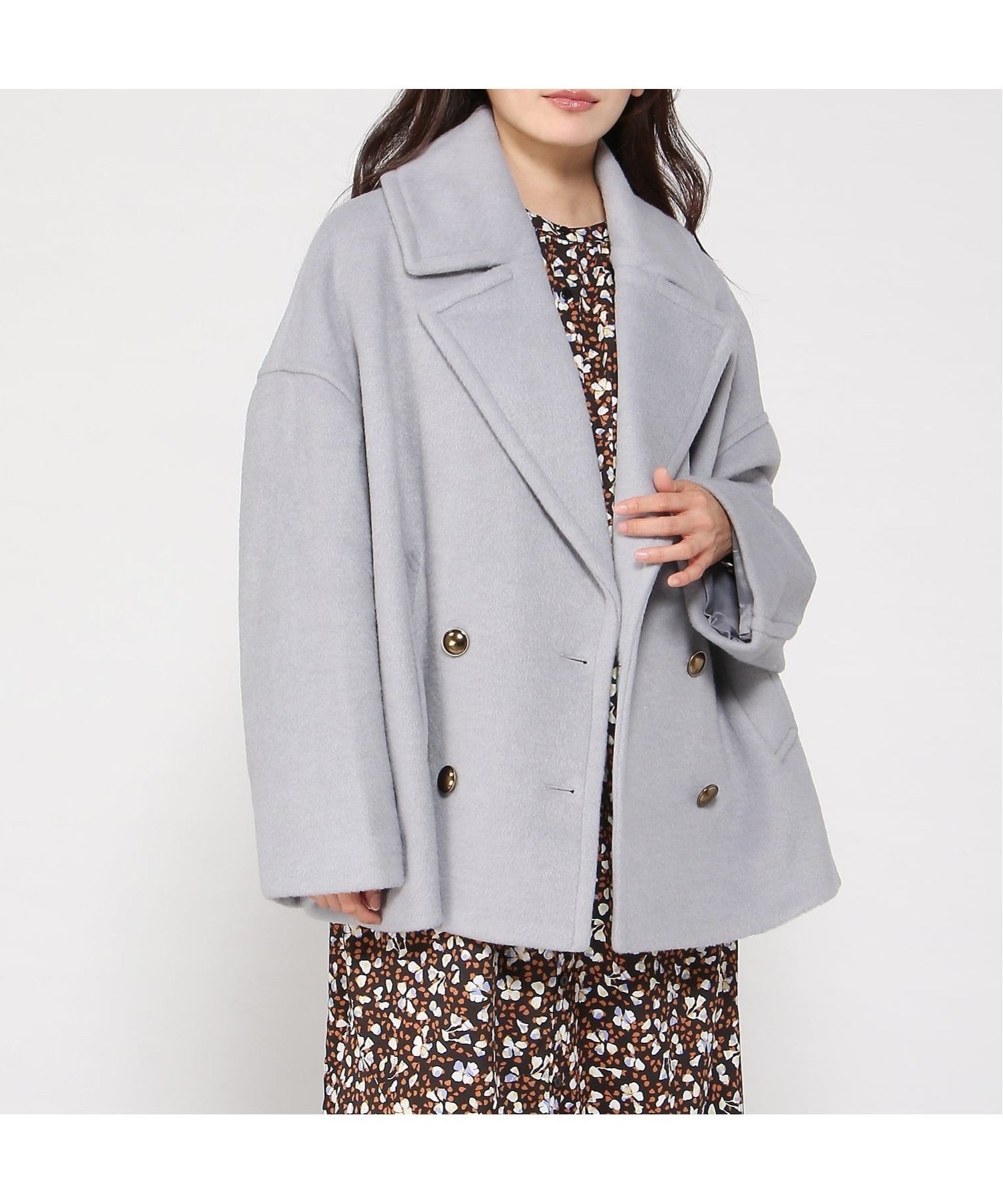 【グレディブリリアン/Gready Brilliant】のGready Brilliant/3_ビーバー大衿Pコート インテリア・キッズ・メンズ・レディースファッション・服の通販 founy(ファニー) 　ファッション　Fashion　レディースファッション　Fashion for Women　アウター　Coat / Outerwear Collection　コート・ロングコート・ピーコート　Long Coats, Peacoats & More　Pコート　Pea Coats　BGRY|ID: prp329100004753227 ipo3291000000034379941