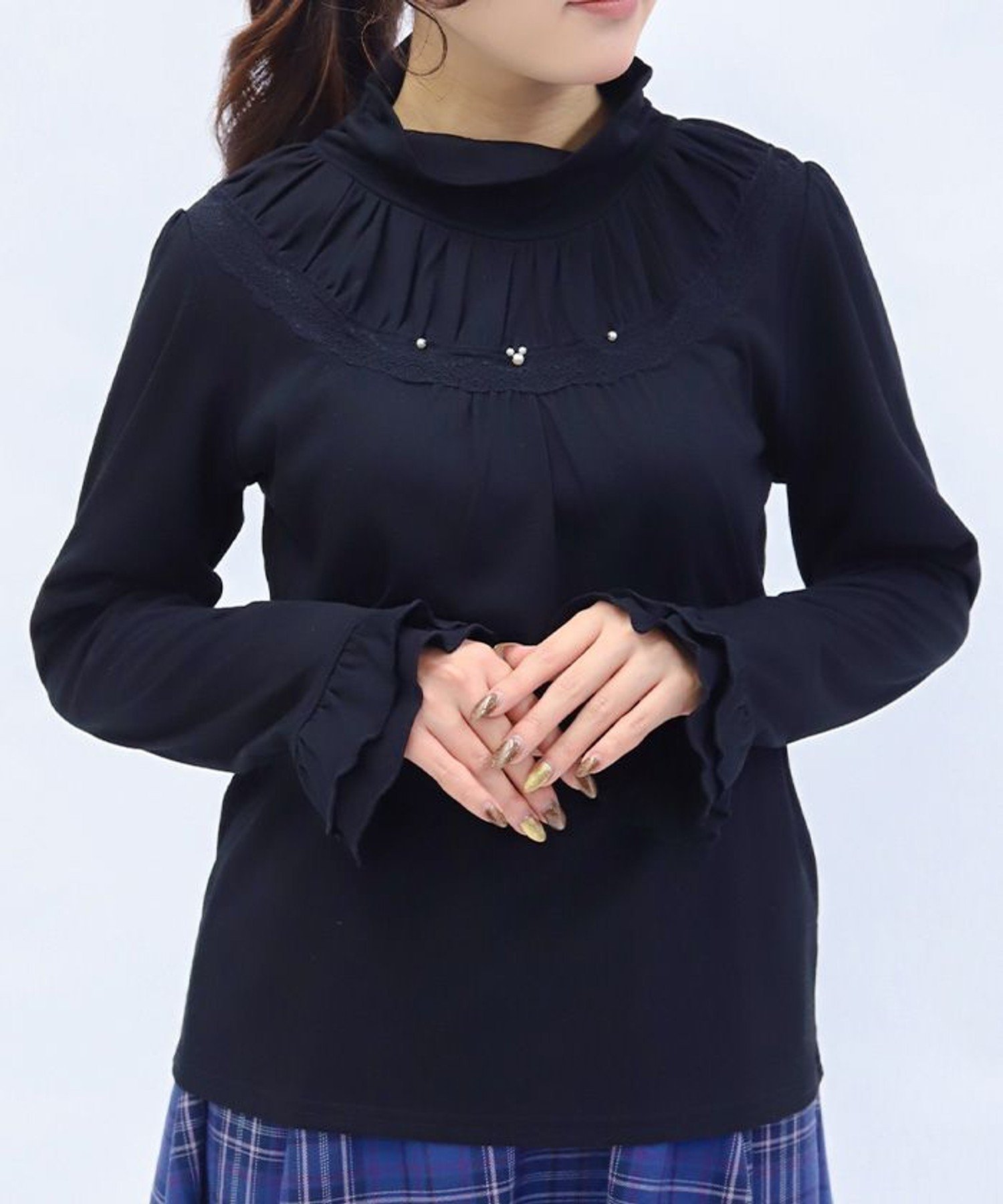 【アクシーズファム/axes femme】のHOTfemmeタートル インテリア・キッズ・メンズ・レディースファッション・服の通販 founy(ファニー) 　ファッション　Fashion　レディースファッション　Fashion for Women　おすすめ　Recommended / Our Picks　カットソー　Cut and Sewn Top　カーディガン　Cardigan, Knitwear　ギャザー　Gathered, Ruffled　スカラップ　Scallop, Scalloped Edge　タートル　Turtleneck, Turtle Collar　タートルネック　Turtleneck, High Neck　パール　Pearl, Pearl Accent　フェミニン　Feminine, Girly　レース　Lace, Lace Fabric　冬　Winter / This Winter　切替　Switching, Contrast Panel　定番　Standard, Basic Item　黒|ID: prp329100004753263 ipo3291000000034963542