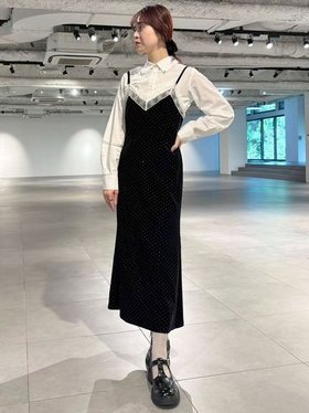 【リリーブラウン/Lily Brown】のL.B CANDY STOCK シャツコンビビジューワンピース 人気、トレンドファッション・服の通販 founy(ファニー) ファッション Fashion レディースファッション Fashion for Women ワンピース Dresses キャミ Camisole, Cami Top キャミワンピース Cami Dress, Slip Dress シルバー Silver, Metallic Silver ストライプ Stripe, Striped Pattern スパンコール Sequins, Sequin Embellishment スマート Smart, Elegant ベロア Velour, Soft Velvet 無地 Plain, Solid Color レース Lace, Lace Fabric エレガント 上品 Elegant |ID:prp329100004753288