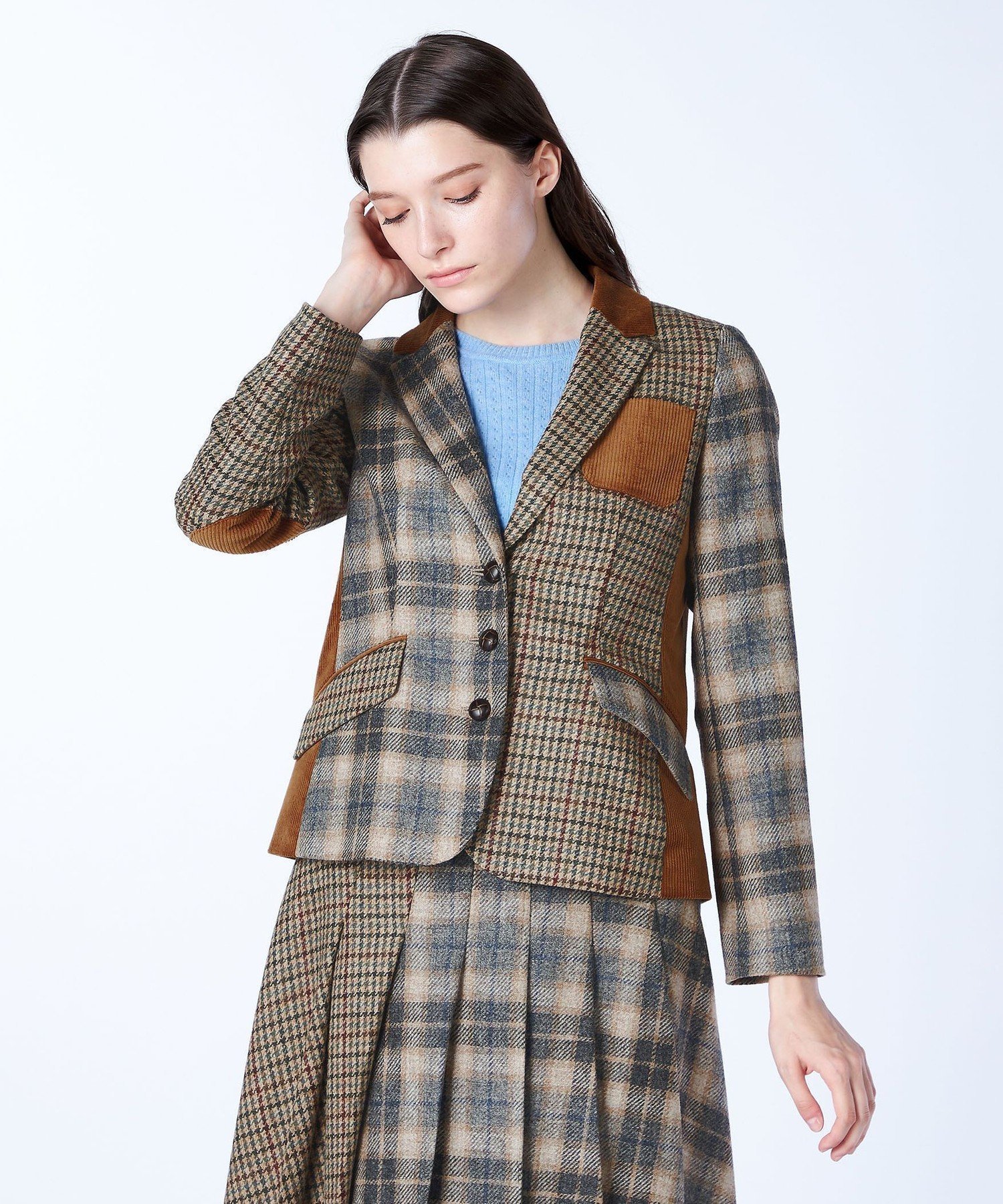 【スキャパ/SCAPA】のマラリウスチェックテーラージャケット 人気、トレンドファッション・服の通販 founy(ファニー)  ファッション Fashion レディースファッション Fashion for Women アウター Coat / Outerwear Collection レディースジャケット・軽アウター Jackets コーデュロイ Corduroy, Cord Fabric セットアップ Set-Up, Coordinated Outfit チェック Check, Plaid, Tartan フラップ Flap, Flap Pocket プリーツ Pleats, Pleated ポケット Pocket, Pocket Detail  other-1|ID: prp329100004753349 ipo3291000000034380999