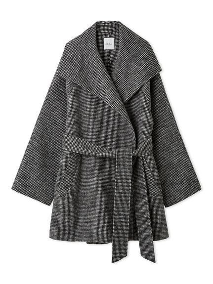 【ミラオーウェン/Mila Owen】の共ベルト付きビックカラーミディ丈コート インテリア・キッズ・メンズ・レディースファッション・服の通販 founy(ファニー) 　ファッション　Fashion　レディースファッション　Fashion for Women　アウター　Coat / Outerwear Collection　コート・ロングコート・ピーコート　Long Coats, Peacoats & More　ベルト&ウエストマーク　Belts & Waist Accessories　エレガント 上品　Elegant　ガウン　Gown, Robe　クラシカル　Classical, Vintage-Inspired　スマート　Smart, Elegant　ハウンドトゥース　Houndstooth, Dogtooth Check　ポケット　Pocket, Pocket Detail　ミドル　Middle Length, Mid Height　ラグジュアリー　Luxury, Elegant　CHECK[931]|ID: prp329100004753362 ipo3291000000034539741