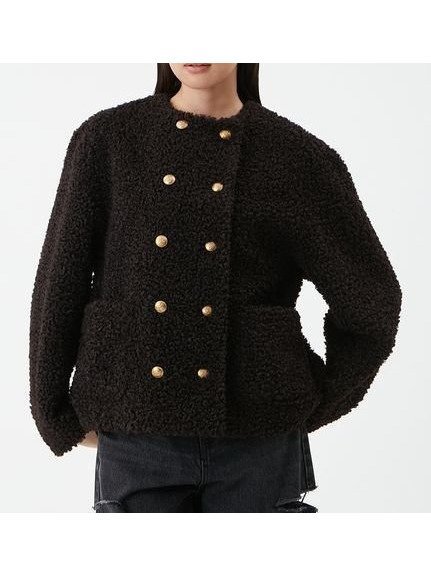 【ミラオーウェン/Mila Owen】の金釦カールファージャケット インテリア・キッズ・メンズ・レディースファッション・服の通販 founy(ファニー) 　ファッション　Fashion　レディースファッション　Fashion for Women　アウター　Coat / Outerwear Collection　レディースジャケット・軽アウター　Jackets　クロップド　Cropped, Short Length　コンパクト　Compact, Small Size　ジャケット　Jacket, Outerwear　スマート　Smart, Elegant　ダブル　Double, Double-Breasted　デニム　Denim, Jeans Material　バランス　Balance, Style Balance　フェイクファー　Faux Fur, Imitation Fur　フロント　Front, Front Design　ボトム　Bottoms, Lower Wear　モコモコ　Fuzzy, Fluffy　リュクス　Luxury, Elegant, High-End, Chic　BLK[009]|ID: prp329100004753368 ipo3291000000034653380