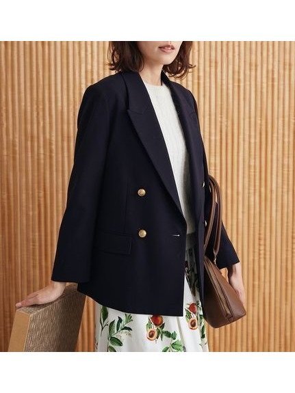 【ミラオーウェン/Mila Owen】の金釦ダブルブレストブレザー インテリア・キッズ・メンズ・レディースファッション・服の通販 founy(ファニー) 　ファッション　Fashion　レディースファッション　Fashion for Women　エレガント 上品　Elegant　クラシカル　Classical, Vintage-Inspired　コンパクト　Compact, Small Size　ストライプ　Stripe, Striped Pattern　スマート　Smart, Elegant　ダブル　Double, Double-Breasted　テーラード　Tailored, Tailored Fit　定番　Standard, Basic Item　人気　Popular, Best Seller　フラップ　Flap, Flap Pocket　ポケット　Pocket, Pocket Detail　DNVY[090]|ID: prp329100004753372 ipo3291000000034381195