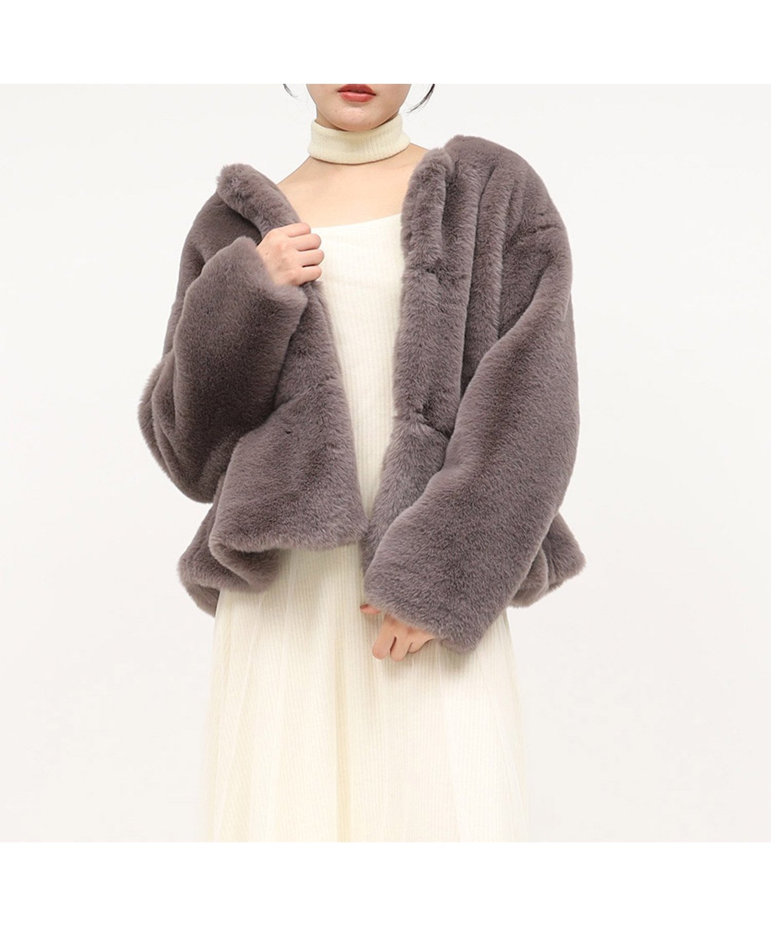 【ロイヤルパーティー/ROYAL PARTY】のペプラムファージャケット インテリア・キッズ・メンズ・レディースファッション・服の通販 founy(ファニー) 　ファッション　Fashion　レディースファッション　Fashion for Women　アウター　Coat / Outerwear Collection　レディースジャケット・軽アウター　Jackets　ジャケット　Jacket, Outerwear　ペプラム　Peplum, Flared Hem　エレガント 上品　Elegant　冬　Winter / This Winter　グレー|ID: prp329100004753382 ipo3291000000034508180