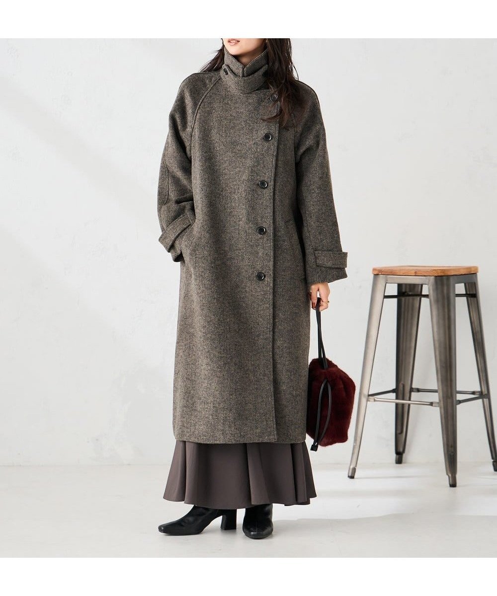 【アー ヴェー ヴェー/a.v.v】の【2WAY】テーラードロングコート インテリア・キッズ・メンズ・レディースファッション・服の通販 founy(ファニー) ファッション Fashion レディースファッション Fashion for Women アウター Coat / Outerwear Collection コート・ロングコート・ピーコート Long Coats, Peacoats & More スタンド Stand Collar, Upright Stand デニム Denim, Jeans Material なめらか Smooth, Silky Texture パイピング Piping, Trim Design 防寒 Cold Protection, Winter-Ready マフラー Scarf, Muffler 再入荷 Restock / Back in Stock ブラウン系ヘリンボーン柄|ID: prp329100004753415 ipo3291000000034509534