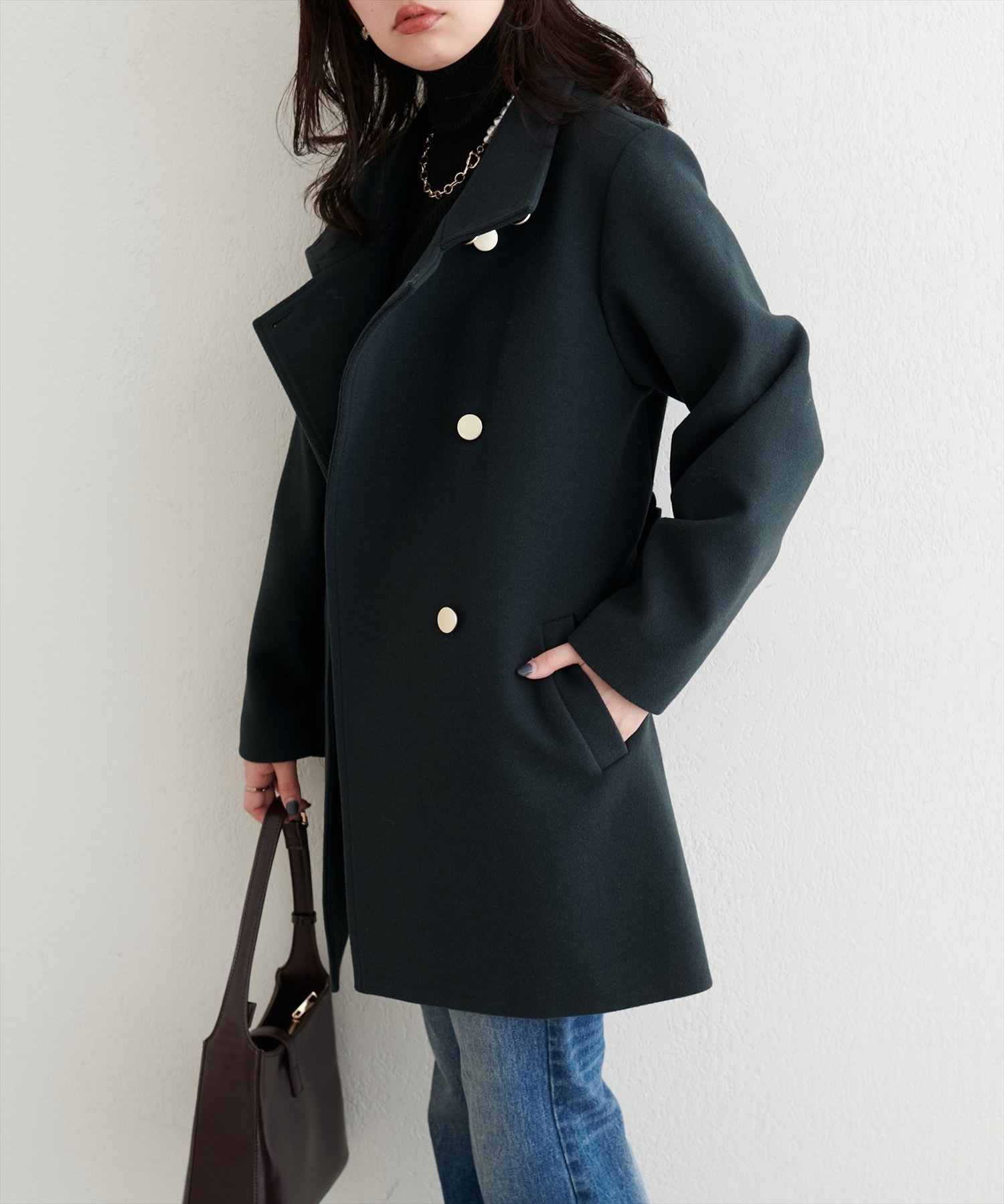 【ナチュラルクチュール/natural couture】のako スタンドカラーミドル丈コート インテリア・キッズ・メンズ・レディースファッション・服の通販 founy(ファニー) ファッション Fashion レディースファッション Fashion for Women アウター Coat / Outerwear Collection コート・ロングコート・ピーコート Long Coats, Peacoats & More スウェット / スエット Sweatshirt, Sweatwear スタンド Stand Collar, Upright Stand タートル Turtleneck, Turtle Collar デニム Denim, Jeans Material ボトム Bottoms, Lower Wear ミドル Middle Length, Mid Height ワイド Wide, Wide Fit 再入荷 Restock / Back in Stock 2025年 2025 2025-2026秋冬・A/W Autumn/Winter 2025–26 AW25–26 グリーン|ID: prp329100004753569 ipo3291000000034903030