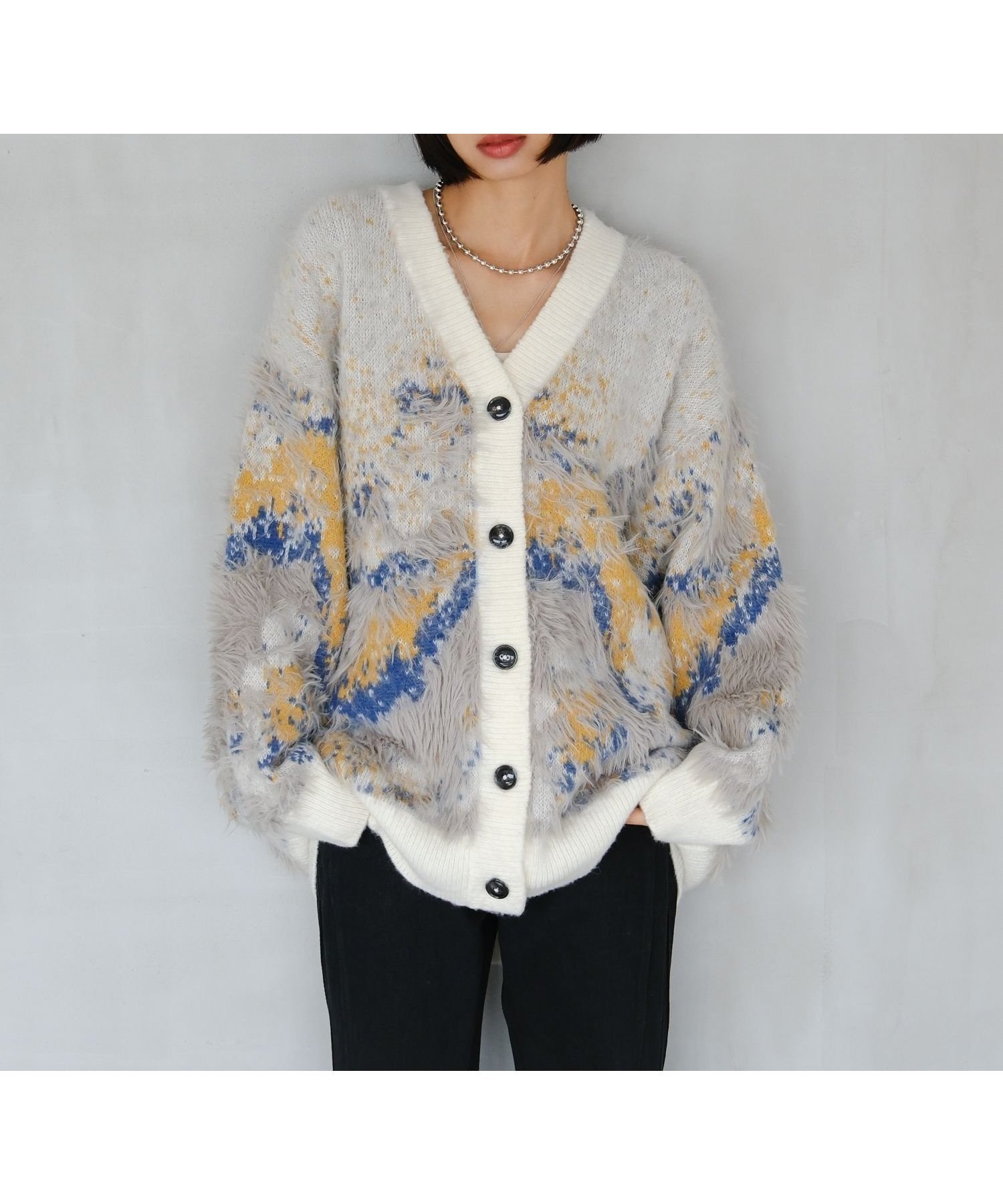 【ページボーイ/PAGEBOY】のランドスケープシャギーカーディガン インテリア・キッズ・メンズ・レディースファッション・服の通販 founy(ファニー) 　ファッション　Fashion　レディースファッション　Fashion for Women　トップス・カットソー　Cut & Sew Tops　カーディガン・羽織り　Layered Style Cardigans　ジャケット　Jacket, Outerwear　スウェット / スエット　Sweatshirt, Sweatwear　ホワイト06|ID: prp329100004753635 ipo3291000000034523265