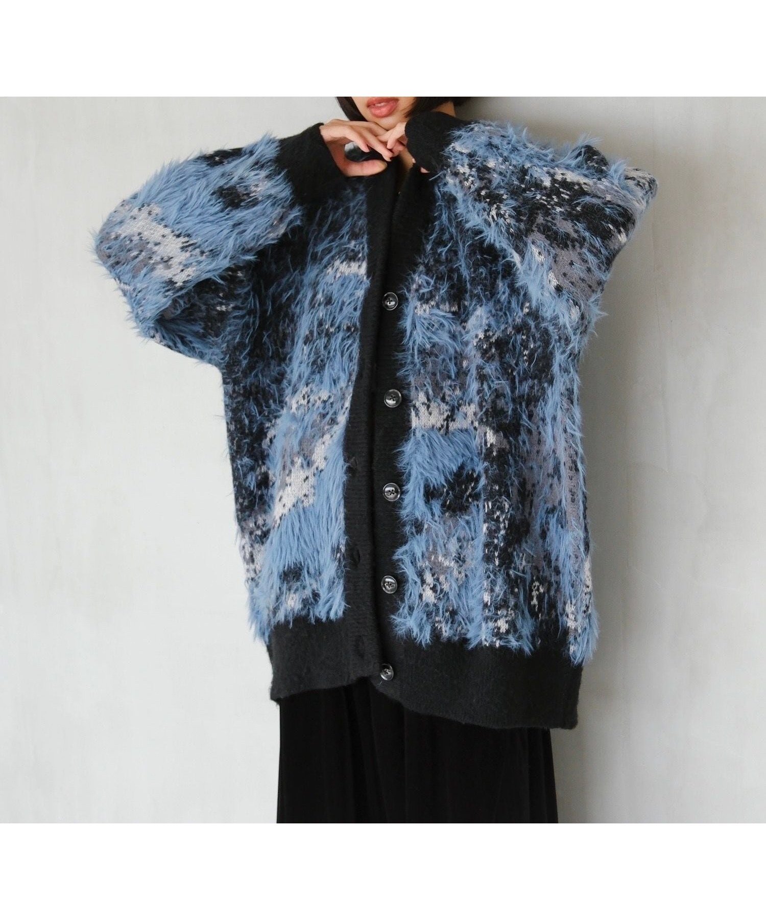 【ページボーイ/PAGEBOY】のランドスケープシャギーカーディガン インテリア・キッズ・メンズ・レディースファッション・服の通販 founy(ファニー) 　ファッション　Fashion　レディースファッション　Fashion for Women　トップス・カットソー　Cut & Sew Tops　カーディガン・羽織り　Layered Style Cardigans　ジャケット　Jacket, Outerwear　スウェット / スエット　Sweatshirt, Sweatwear　ブルー08|ID: prp329100004753635 ipo3291000000034523268