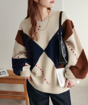 【ディスコート/Discoat】の【WEB限定】アーガイルVネックニット《ユニセックス》 人気、トレンドファッション・服の通販 founy(ファニー) ファッション Fashion レディースファッション Fashion for Women トップス・カットソー Cut & Sew Tops ニット Knit Tops & Sweaters Vネックトップス V-Neck Tops / V-Cut Neckline Shirts ベーシック Basic, Essential |ID:prp329100004753852