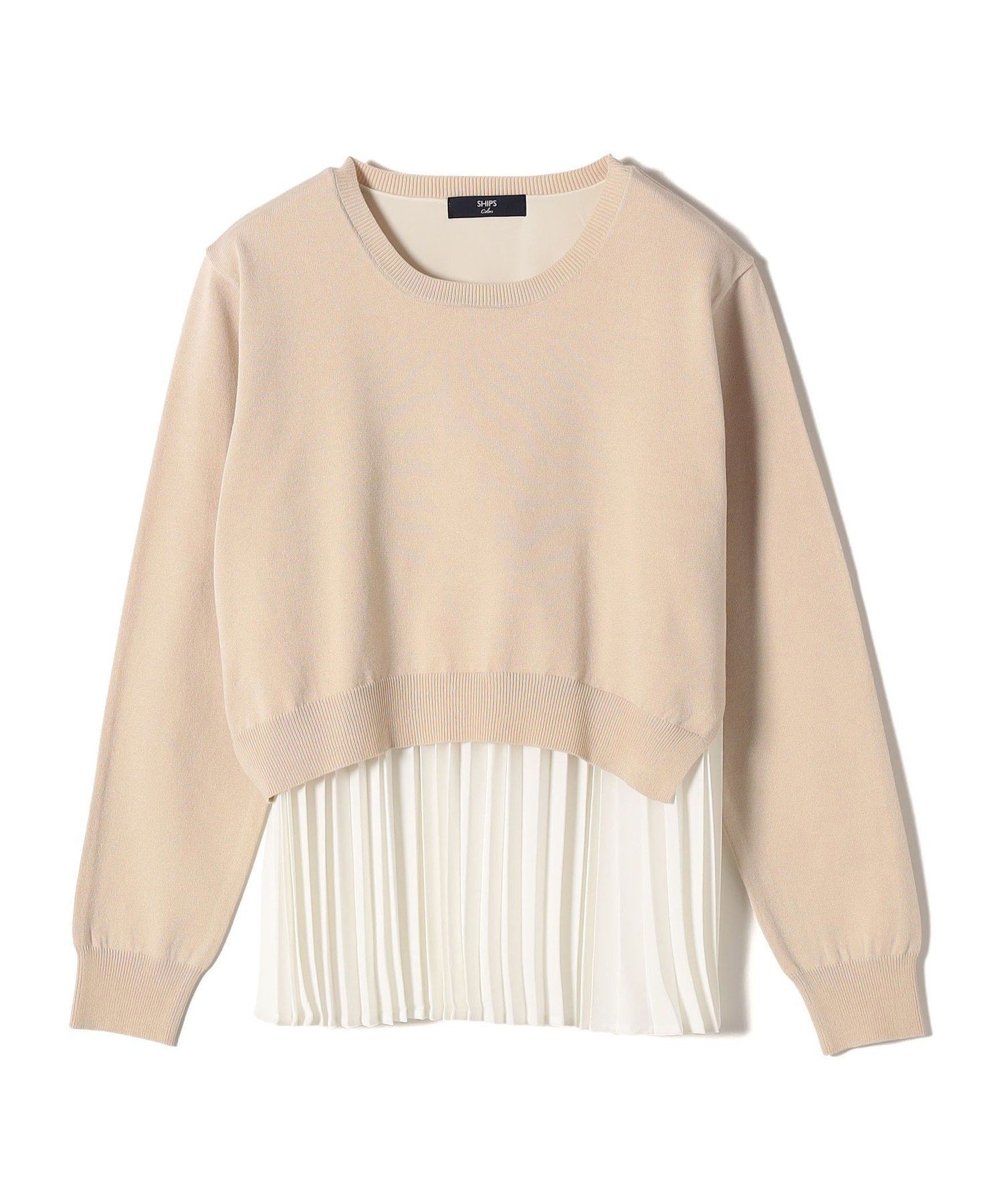 【シップス フォー ウィメン/SHIPS】のSHIPS Colors 手洗い可能 ヘムプリーツ ドッキング ニット インテリア・キッズ・メンズ・レディースファッション・服の通販 founy(ファニー)  ファッション Fashion レディースファッション Fashion for Women トップス・カットソー Cut & Sew Tops ニット Knit Tops & Sweaters シンプル Simple, Minimal ドッキング Docking, Mixed Material プリーツ Pleats, Pleated ボトム Bottoms, Lower Wear メンズ Men's, Menswear アウトレット Outlet / Clearance エレガント 上品 Elegant ビジネス 仕事 通勤 Business / Work / Commuting 2025年 2025 2025春夏・S/S Spring/Summer 2025 SS25 ベージュ|ID: prp329100004753885 ipo3291000000034385838