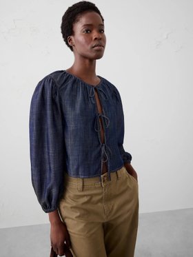 【バナナリパブリック ファクトリーストア/BANANA REPUBLIC FACTORY STORE】のBANANA REPUBLIC FACTORY STORE デニム オープンタイフロントトップ 人気、トレンドファッション・服の通販 founy(ファニー) ファッション Fashion レディースファッション Fashion for Women デニム Denim, Jeans Material バランス Balance, Style Balance フロント Front, Front Design ボトム Bottoms, Lower Wear 羽織 Haori, Light Jacket |ID:prp329100004753911