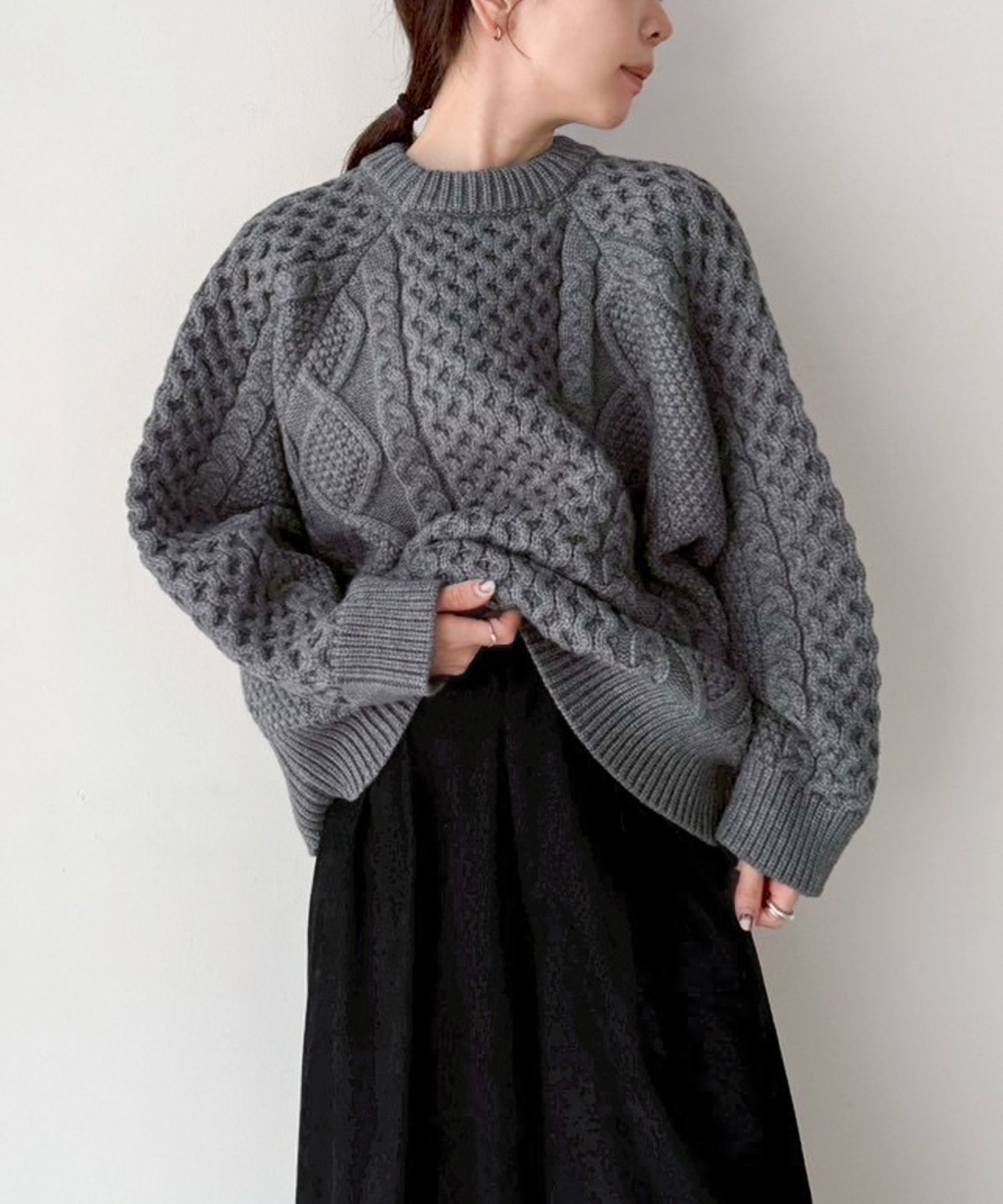 【セレクトモカ/SELECT MOCA】の累計販売数20,000枚突破!/ヴィンテージライクケーブルニット【bySON】 インテリア・キッズ・メンズ・レディースファッション・服の通販 founy(ファニー) ファッション Fashion レディースファッション Fashion for Women トップス・カットソー Cut & Sew Tops ニット Knit Tops & Sweaters ヴィンテージ Vintage Style カーゴパンツ Cargo Pants, Utility Pants シンプル Simple, Minimal スラックス Slacks, Dress Pants タイトスカート Pencil Skirt, Tight Skirt デニム Denim, Jeans Material ルーズ Loose, Oversized 冬 Winter / This Winter おすすめ Recommended / Our Picks グレー-09|ID: prp329100004753925 ipo3291000000034811591