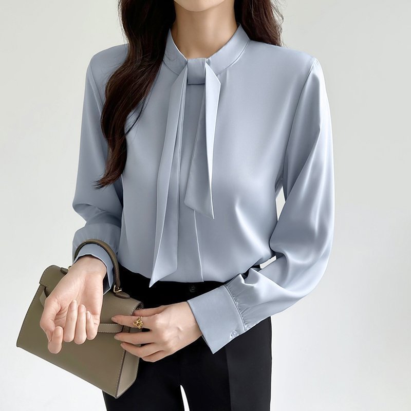 【ココモモ/COCOMOMO】のボウタイブラウス きれいめブラウス オフィスカジュアル ブラウス きれいめ インテリア・キッズ・メンズ・レディースファッション・服の通販 founy(ファニー) ファッション Fashion レディースファッション Fashion for Women トップス・カットソー Cut & Sew Tops シャツ・ブラウス・オフィスカジュアル Elegant Blouses & Button-Ups エレガント 上品 Elegant ジャケット Jacket, Outerwear スタンド Stand Collar, Upright Stand フォーマル Formal, Dressy リボン Ribbon, Bow ブルー|ID: prp329100004753941 ipo3291000000035179132