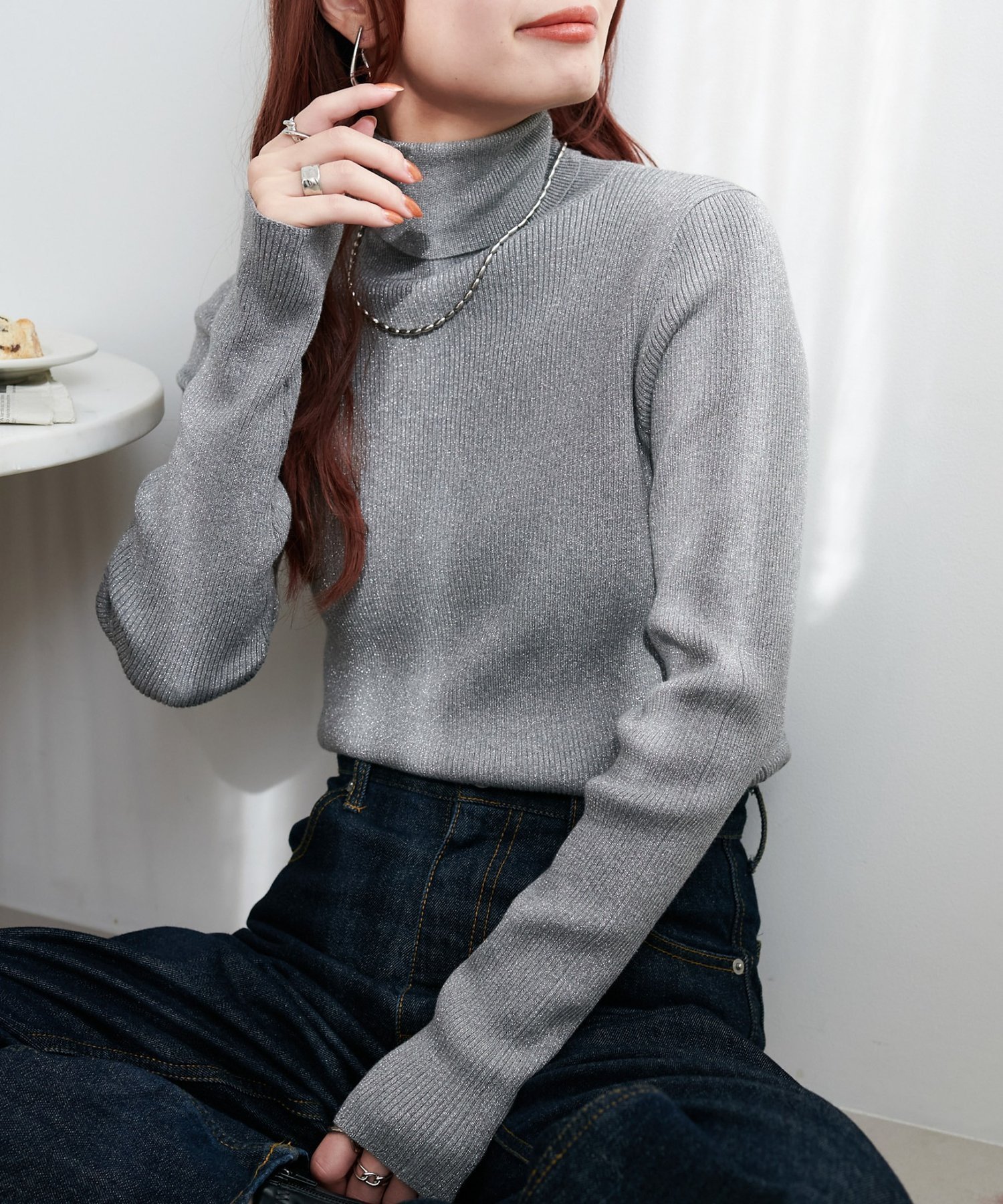 【ディスコート/Discoat】の【WEB限定】ラメリブタートル インテリア・キッズ・メンズ・レディースファッション・服の通販 founy(ファニー) 　ファッション　Fashion　レディースファッション　Fashion for Women　おすすめ　Recommended / Our Picks　インナー　Innerwear　ジャケット　Jacket, Outerwear　スウェット / スエット　Sweatshirt, Sweatwear　スラックス　Slacks, Dress Pants　デニム　Denim, Jeans Material　トレンド　Trend, Trending Now　フィット　Fit, Slim Fit　フェミニン　Feminine, Girly　プリーツ　Pleats, Pleated　ミニスカート　Mini Skirt, Short Skirt　グレー|ID: prp329100004754385 ipo3291000000034967840