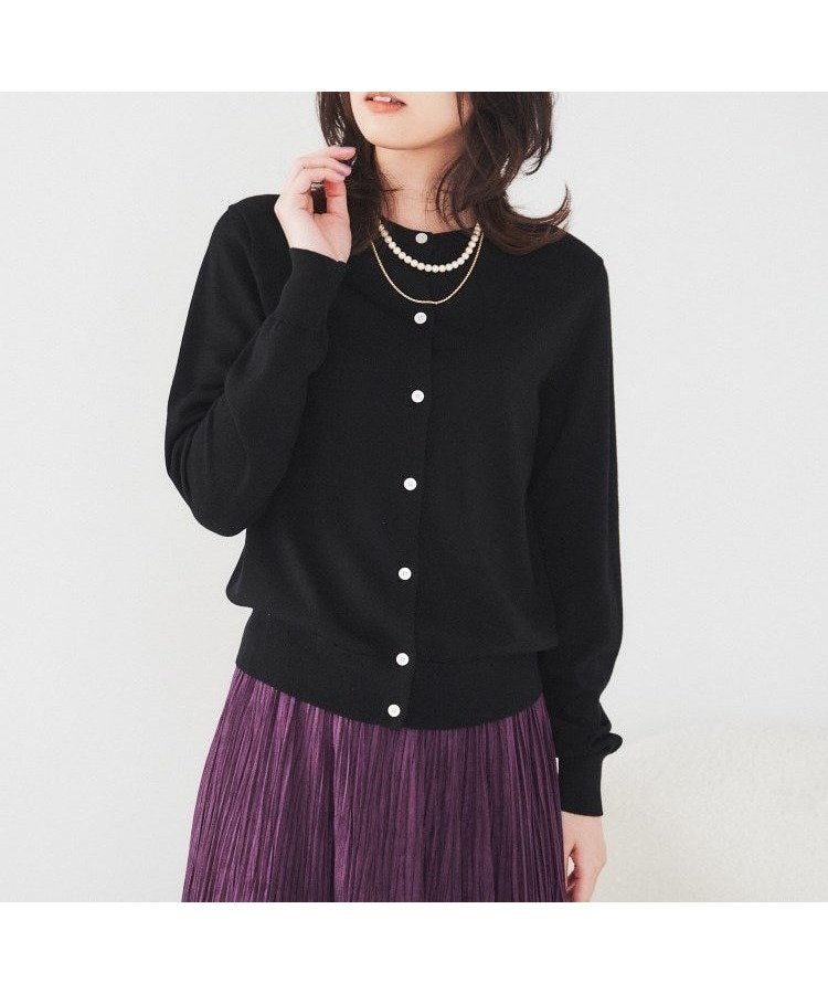 【アンタイトル/UNTITLED】のウール クルーネックニットカーディガン インテリア・キッズ・メンズ・レディースファッション・服の通販 founy(ファニー)  ファッション Fashion レディースファッション Fashion for Women トップス・カットソー Cut & Sew Tops ニット Knit Tops & Sweaters カーディガン・羽織り Layered Style Cardigans アンサンブル Ensemble Set カーディガン Cardigan, Knitwear コンパクト Compact, Small Size スマート Smart, Elegant 定番 Standard, Basic Item ベーシック Basic, Essential ボトム Bottoms, Lower Wear ワイド Wide, Wide Fit おすすめ Recommended / Our Picks ブラック|ID: prp329100004754437 ipo3291000000034390091