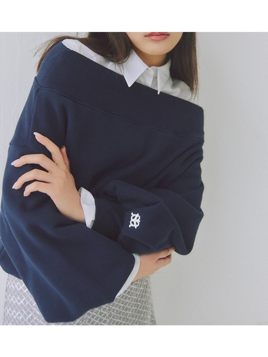 【スナイデル/SNIDEL】の【WEB限定】ワンショルダーロゴスウェット インテリア・キッズ・メンズ・レディースファッション・服の通販 founy(ファニー) 　ファッション　Fashion　レディースファッション　Fashion for Women　トップス・カットソー　Cut & Sew Tops　レディースパーカー・カジュアルフーディー　Casual Hoodies & Sweatshirts　スウェット・クルーネックトップス　Sweatshirts & Crewnecks / Relaxed Fit Sweat Tops　イエロー　Yellow　スマート　Smart, Elegant　デコルテ　Décolleté, Neckline　トレンド　Trend, Trending Now　モチーフ　Motif, Design Theme　ラベンダー　Lavender　人気　Popular, Best Seller　NVY[089]|ID: prp329100004754554 ipo3291000000034390946