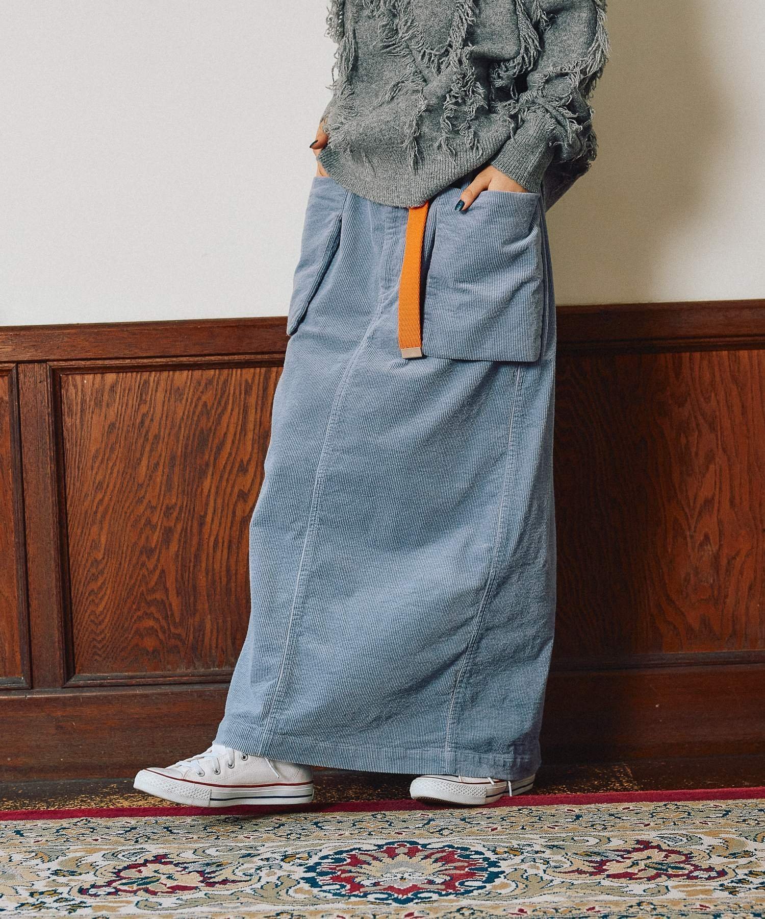 【ニコアンド/niko and】のMODE NORM CORE アウトポケットコーデュロイナロースカート 人気、トレンドファッション・服の通販 founy(ファニー) 　ファッション　Fashion　レディースファッション　Fashion for Women　スカート　Skirts　おすすめ　Recommended / Our Picks　コーデュロイ　Corduroy, Cord Fabric　ストレッチ　Stretch, Stretchy Fabric　スニーカー　Sneakers, Trainers　ダウン　Down, Puffer　ポケット　Pocket, Pocket Detail　マキシ　Maxi, Full Length　ループ　Loop, Loop Knit　 other-1|ID: prp329100004754637 ipo3291000000034631943