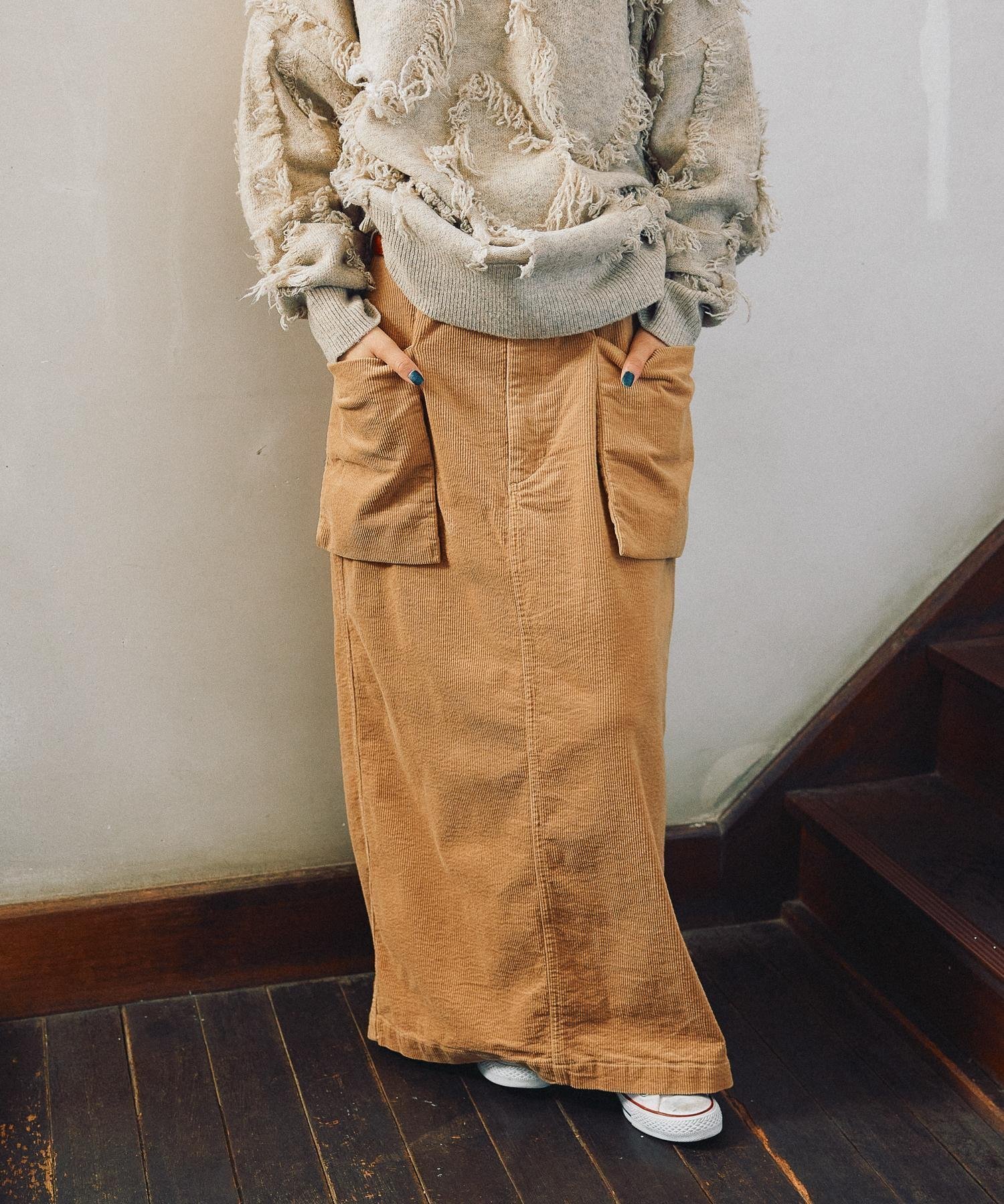 【ニコアンド/niko and】のMODE NORM CORE アウトポケットコーデュロイナロースカート インテリア・キッズ・メンズ・レディースファッション・服の通販 founy(ファニー) 　ファッション　Fashion　レディースファッション　Fashion for Women　スカート　Skirts　おすすめ　Recommended / Our Picks　コーデュロイ　Corduroy, Cord Fabric　ストレッチ　Stretch, Stretchy Fabric　スニーカー　Sneakers, Trainers　ダウン　Down, Puffer　ポケット　Pocket, Pocket Detail　マキシ　Maxi, Full Length　ループ　Loop, Loop Knit　キャメル|ID: prp329100004754637 ipo3291000000034631948