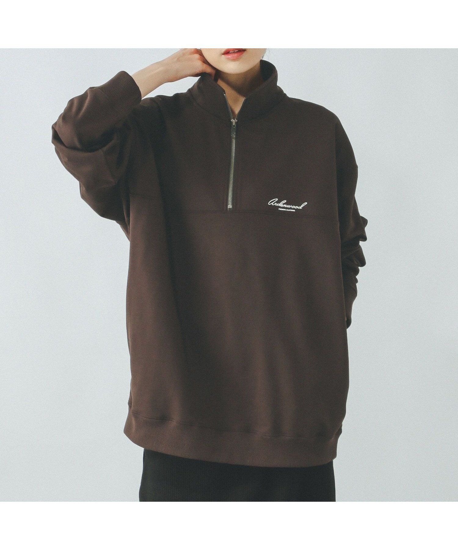 【グローバルワーク/GLOBAL WORK】の乾きやすいスウェット/ハーフZIP/裏毛/116254 インテリア・キッズ・メンズ・レディースファッション・服の通販 founy(ファニー) 　ファッション　Fashion　レディースファッション　Fashion for Women　トップス・カットソー　Cut & Sew Tops　レディースパーカー・カジュアルフーディー　Casual Hoodies & Sweatshirts　スウェット・クルーネックトップス　Sweatshirts & Crewnecks / Relaxed Fit Sweat Tops　おすすめ　Recommended / Our Picks　スウェット / スエット　Sweatshirt, Sweatwear　スキニー　Skinny, Slim Fit　トレンド　Trend, Trending Now　ハーフ　Half, Half-Length　フロント　Front, Front Design　リラックス　Relax, Relaxed Fit　ワンポイント　One Point, Statement Accent　ブラウン58|ID: prp329100004754645 ipo3291000000034391419