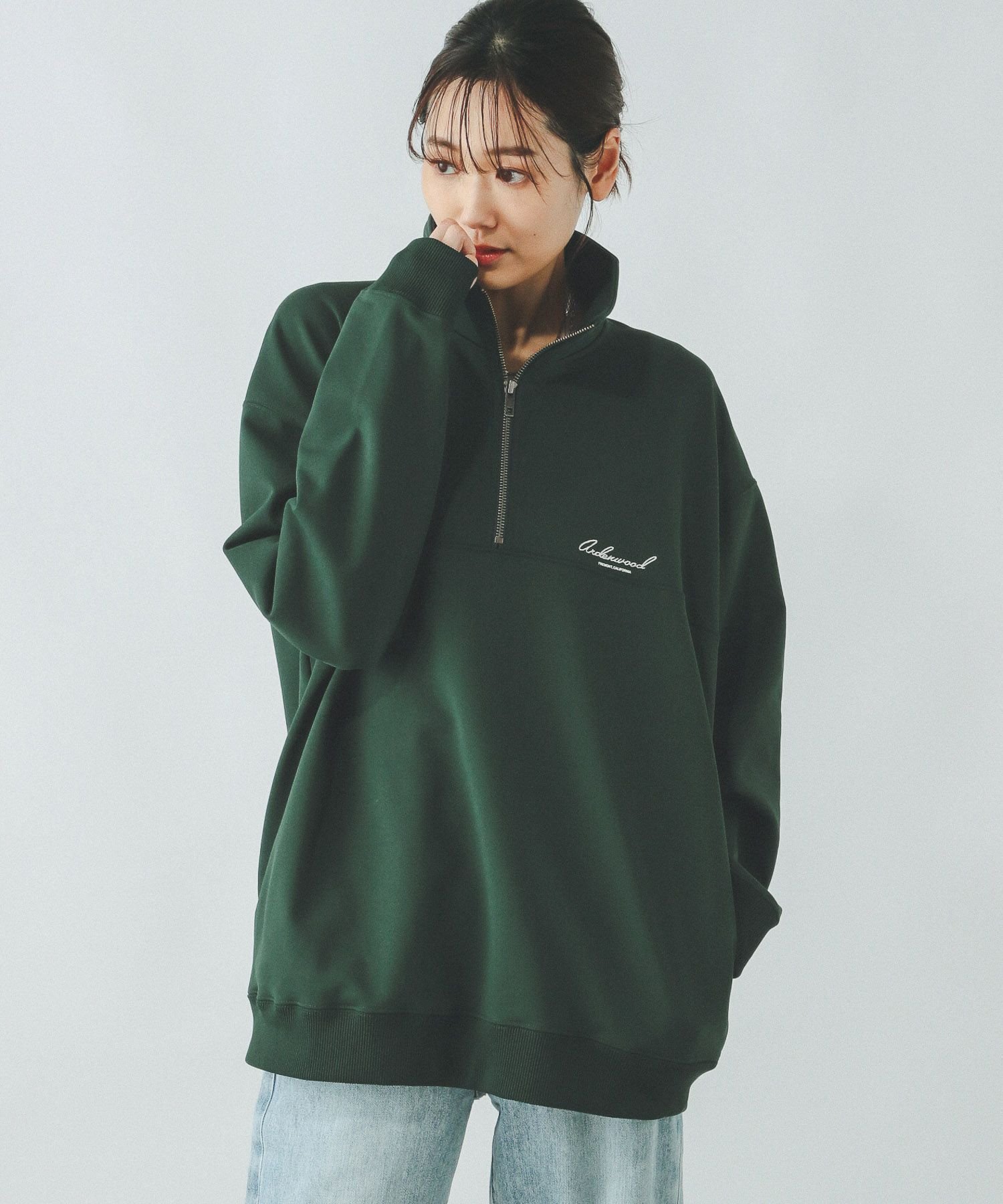 【グローバルワーク/GLOBAL WORK】の乾きやすいスウェット/ハーフZIP/裏毛/116254 インテリア・キッズ・メンズ・レディースファッション・服の通販 founy(ファニー) 　ファッション　Fashion　レディースファッション　Fashion for Women　トップス・カットソー　Cut & Sew Tops　レディースパーカー・カジュアルフーディー　Casual Hoodies & Sweatshirts　スウェット・クルーネックトップス　Sweatshirts & Crewnecks / Relaxed Fit Sweat Tops　おすすめ　Recommended / Our Picks　スウェット / スエット　Sweatshirt, Sweatwear　スキニー　Skinny, Slim Fit　トレンド　Trend, Trending Now　ハーフ　Half, Half-Length　フロント　Front, Front Design　リラックス　Relax, Relaxed Fit　ワンポイント　One Point, Statement Accent　グリーン79|ID: prp329100004754645 ipo3291000000034391421