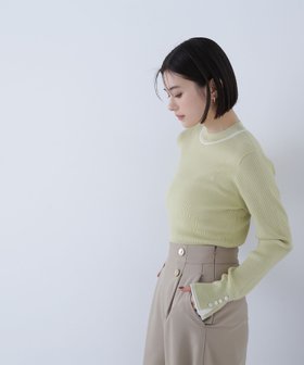 【ナチュラル ビューティー ベーシック/NATURAL BEAUTY BASIC】のバイカラーラインリブニット 人気、トレンドファッション・服の通販 founy(ファニー) ファッション Fashion レディースファッション Fashion for Women トップス・カットソー Cut & Sew Tops ニット Knit Tops & Sweaters おすすめ Recommended / Our Picks インナー Innerwear コンパクト Compact, Small Size ダブル Double, Double-Breasted モックネック Mock Neck, Short Turtleneck リブニット Rib Knit, Ribbed Knit |ID:prp329100004754821