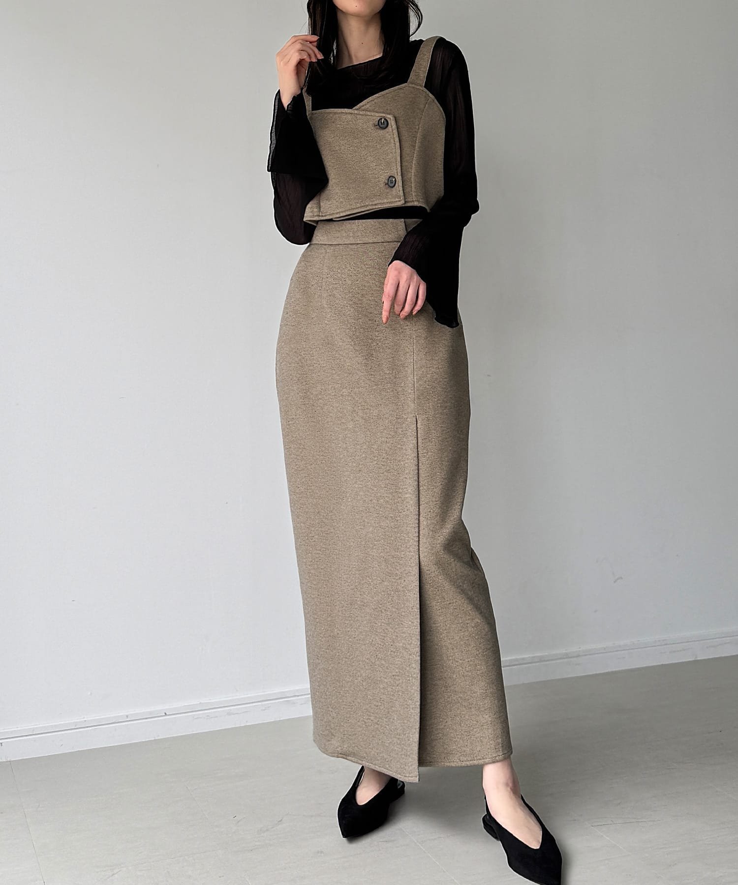 【ジュノア/JUNOAH】のウールライクビスチェ + ラップIラインスカート set インテリア・キッズ・メンズ・レディースファッション・服の通販 founy(ファニー) ファッション Fashion レディースファッション Fashion for Women セットアップ Matching Sets スカート・ミニ/ミディ/マキシ Skirts / Mini, Midi & Maxi Skirts ビスチェ Bustier, Corset Top ラップ Wrap, Wrap Design ダークベージュ|ID: prp329100004754822 ipo3291000000034466020