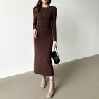 【ココモモ/COCOMOMO】の美シルエットウエストギャザーワンピース タイトワンピース 長袖 ワンピース 人気、トレンドファッション・服の通販 founy(ファニー) ファッション Fashion レディースファッション Fashion for Women ワンピース Dresses ストレッチ Stretch, Stretchy Fabric フィット Fit, Slim Fit 長袖 Long Sleeve, Full Sleeve thumbnail ブラウン|ID: prp329100004754940 ipo3291000000034392997