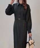 【ジュノア/JUNOAH】の微起毛ウエストベルトシャツワンピース チャコール|ID: prp329100004754943 ipo3291000000034393018