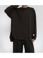【ラシュッド/LASUD】のストレッチオーバーカットソー 人気、トレンドファッション・服の通販 founy(ファニー) ファッション Fashion レディースファッション Fashion for Women トップス・カットソー Cut & Sew Tops カットソー・ベーシックTシャツ Cut-and-Sewn Tops / Stretch Tees & Basics ストレッチ Stretch, Stretchy Fabric スリット Slit, Slit Detail ヘムライン Hemline, Bottom Cut エレガント 上品 Elegant thumbnail ダークカーキ|ID: prp329100004755064 ipo3291000000034714243