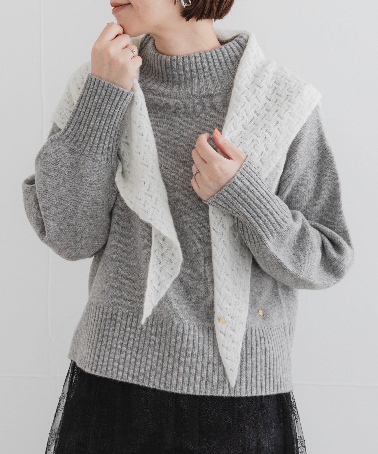 【アーバンリサーチ ロッソ/URBAN RESEARCH ROSSO】のF by ROSSO ハミルトンハイネックニット インテリア・キッズ・メンズ・レディースファッション・服の通販 founy(ファニー) 　ファッション　Fashion　レディースファッション　Fashion for Women　トップス・カットソー　Cut & Sew Tops　ニット　Knit Tops & Sweaters　2025年　2025　2025-2026秋冬・A/W　Autumn/Winter 2025–26 AW25–26　冬　Winter / This Winter　ショート　Short, Short Length　デニム　Denim, Jeans Material　トレンド　Trend, Trending Now　ハイネック　High Neck, Mock Neck　プレート　Plate, Dish　ロング　Long, Long-Length　エレガント 上品　Elegant　A/W・秋冬　Autumn/Winter　GRAY|ID: prp329100004755087 ipo3291000000034574851