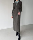 【ジュノア/JUNOAH】の薄手ピーチスキンドッキングIラインワンピース チャコール|ID: prp329100004755170 ipo3291000000034395297