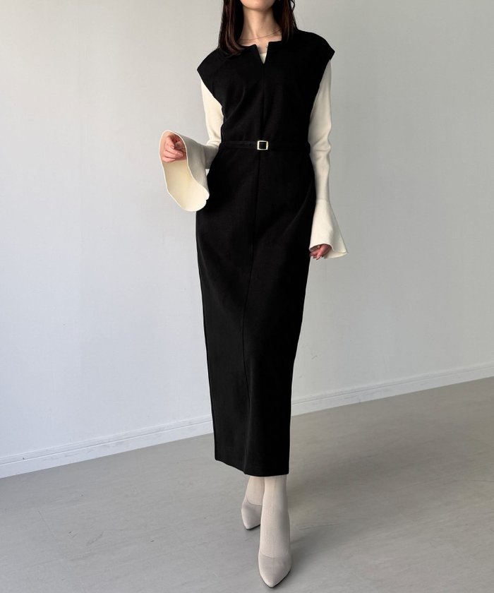 【ジュノア/JUNOAH】のキーネックIラインロングワンピース インテリア・キッズ・メンズ・レディースファッション・服の通販 founy(ファニー) https://founy.com/ ファッション Fashion レディースファッション Fashion for Women ワンピース Dresses |ID: prp329100004755172 ipo3291000000034395303