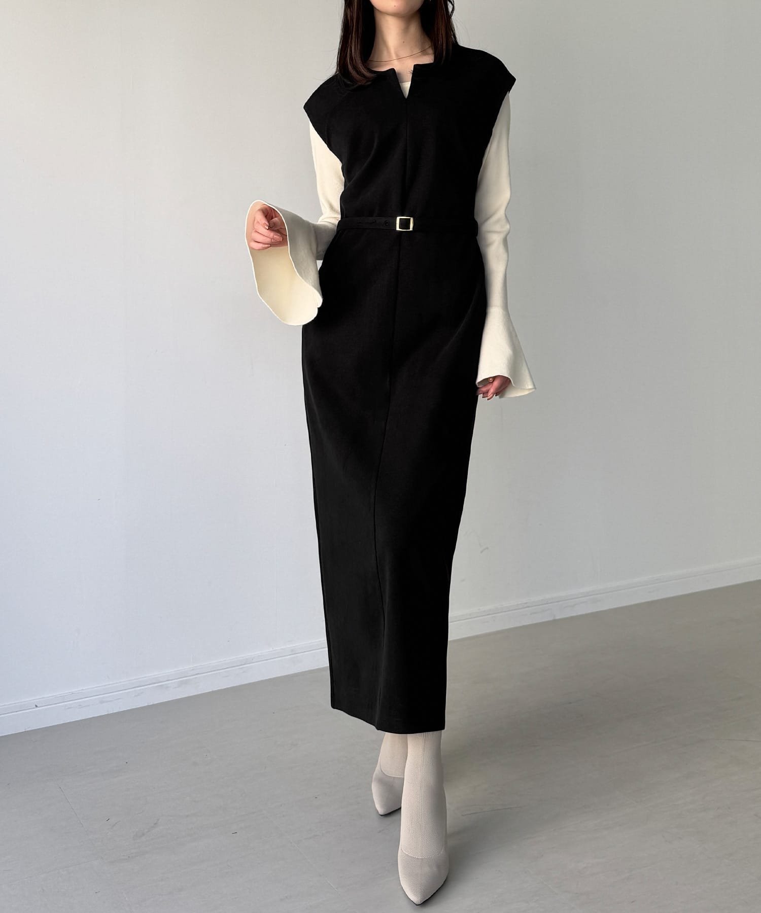 【ジュノア/JUNOAH】のキーネックIラインロングワンピース 人気、トレンドファッション・服の通販 founy(ファニー) ファッション Fashion レディースファッション Fashion for Women ワンピース Dresses other-1|ID: prp329100004755172 ipo3291000000034395303