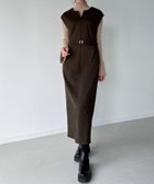 【ジュノア/JUNOAH】のキーネックIラインロングワンピース ブラウン|ID: prp329100004755172 ipo3291000000034395305