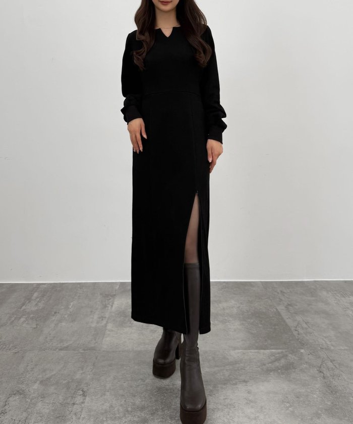 【ジュノア/JUNOAH】のCENEA 裏起毛裾ファスナーIラインワンピース インテリア・キッズ・メンズ・レディースファッション・服の通販 founy(ファニー) https://founy.com/ ファッション Fashion レディースファッション Fashion for Women ワンピース Dresses |ID: prp329100004755176 ipo3291000000034395324