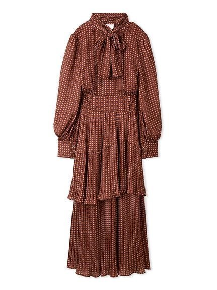 【リリーブラウン/Lily Brown】の2wayボウタイプリーツワンピース インテリア・キッズ・メンズ・レディースファッション・服の通販 founy(ファニー) 　ファッション　Fashion　レディースファッション　Fashion for Women　ワンピース　Dresses　クラシカル　Classical, Vintage-Inspired　サテン　Satin, Glossy Fabric　スマート　Smart, Elegant　ドット　Polka Dot, Dot Pattern　フェミニン　Feminine, Girly　プリント　Print, Printed Pattern　プリーツ　Pleats, Pleated　リボン　Ribbon, Bow　エレガント 上品　Elegant　BUR[048]|ID: prp329100004755179 ipo3291000000034552424