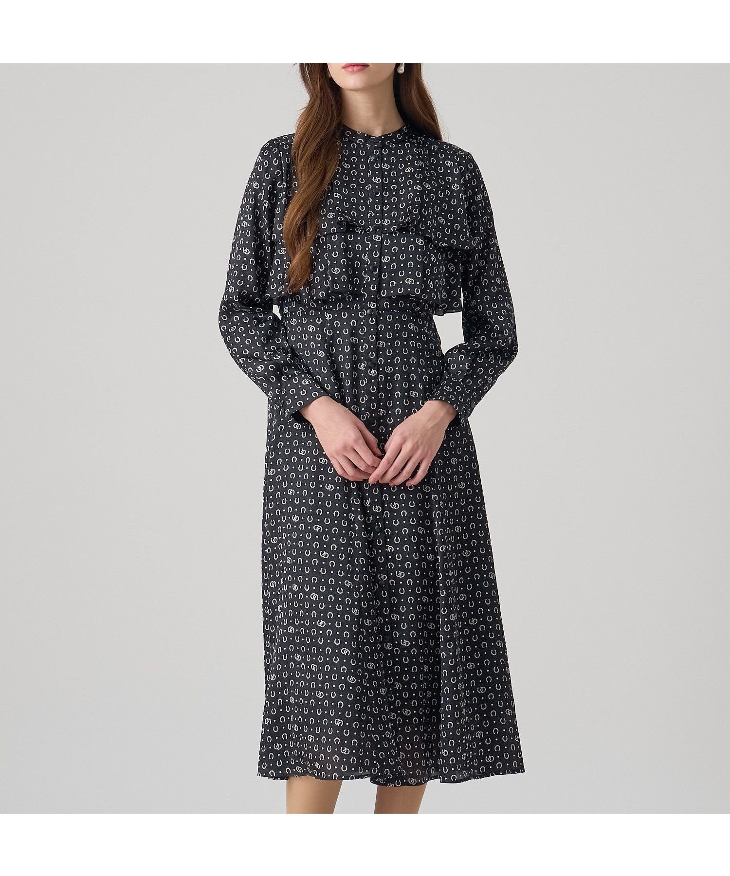 【アナイ/ANAYI】のホースシュープリントフリルワンピース インテリア・キッズ・メンズ・レディースファッション・服の通販 founy(ファニー)  ファッション Fashion レディースファッション Fashion for Women ワンピース Dresses エレガント 上品 Elegant キャミソール Camisole, Spaghetti Strap Top サテン Satin, Glossy Fabric スマート Smart, Elegant ドット Polka Dot, Dot Pattern フリル Frill, Ruffle プリント Print, Printed Pattern ペチコート Petticoat, Underskirt モチーフ Motif, Design Theme A/W・秋冬 Autumn/Winter 再入荷 Restock / Back in Stock black|ID: prp329100004755183 ipo3291000000034395352