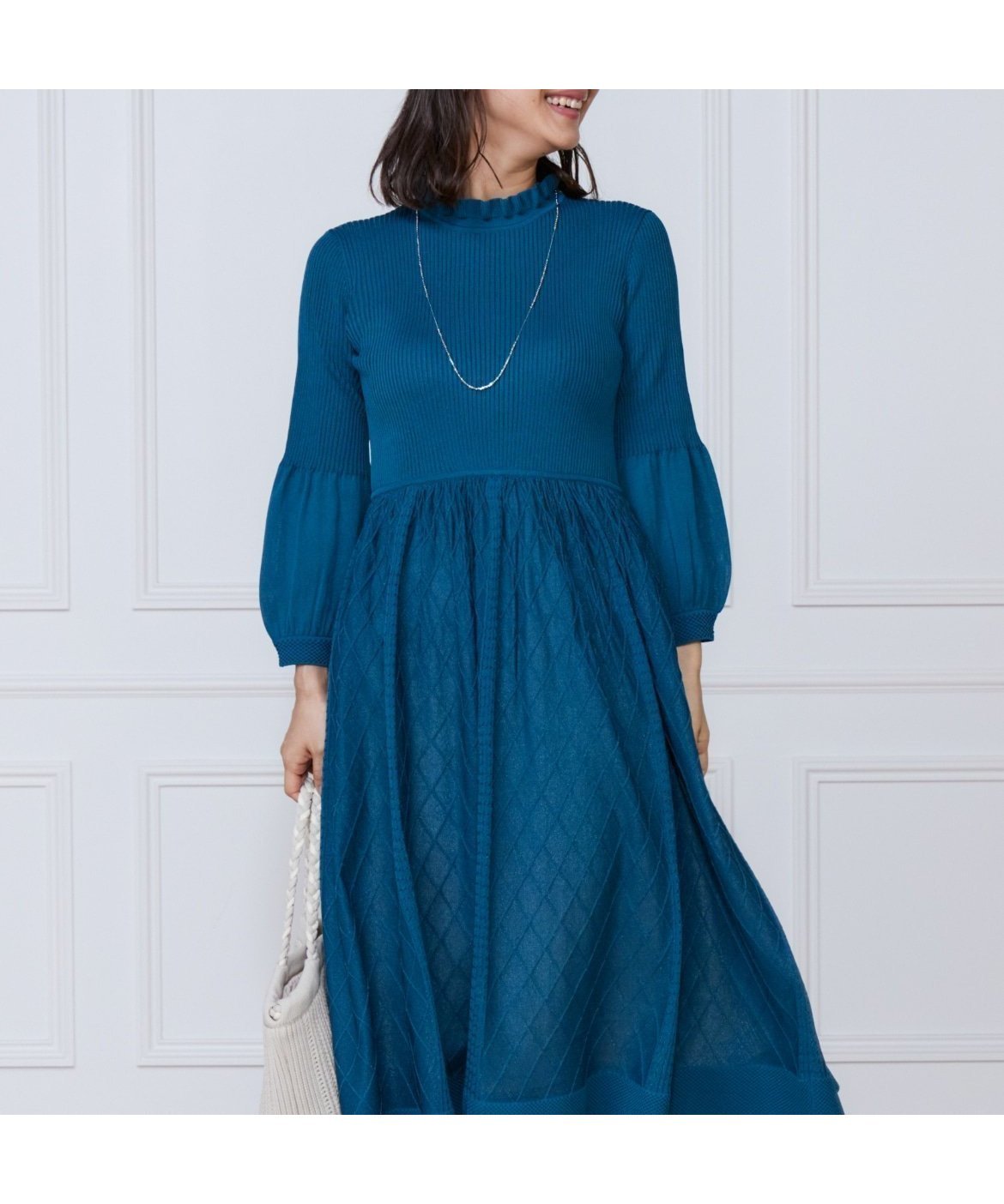 【イネド/INED】のシアーアーガイル長袖ワンピース 人気、トレンドファッション・服の通販 founy(ファニー) 　ファッション　Fashion　レディースファッション　Fashion for Women　ワンピース　Dresses　おすすめ　Recommended / Our Picks　シアー　Sheer, See-Through　シャドー　Shadow, Subtle Pattern　ジャケット　Jacket, Outerwear　スマート　Smart, Elegant　フィット　Fit, Slim Fit　フリル　Frill, Ruffle　フレア　Flare, Flared　ペチコート　Petticoat, Underskirt　長袖　Long Sleeve, Full Sleeve　 other-1|ID: prp329100004755186 ipo3291000000034395369