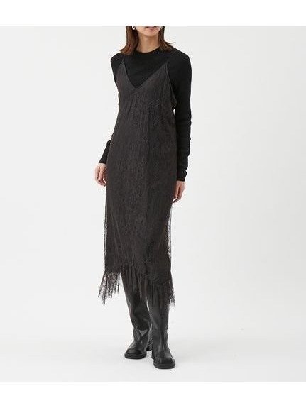 【ミラオーウェン/Mila Owen】のイレヘムデザインレースキャミワンピース インテリア・キッズ・メンズ・レディースファッション・服の通販 founy(ファニー) 　ファッション　Fashion　レディースファッション　Fashion for Women　ワンピース　Dresses　キャミソールワンピース　Camisole Dresses　イレギュラー　Irregular Design　エレガント 上品　Elegant　キャミワンピース　Cami Dress, Slip Dress　ギャザー　Gathered, Ruffled　サテン　Satin, Glossy Fabric　スタイリッシュ　Stylish, Fashionable　スマート　Smart, Elegant　ラップ　Wrap, Wrap Design　レース　Lace, Lace Fabric　BLK[009]|ID: prp329100004755197 ipo3291000000034395434