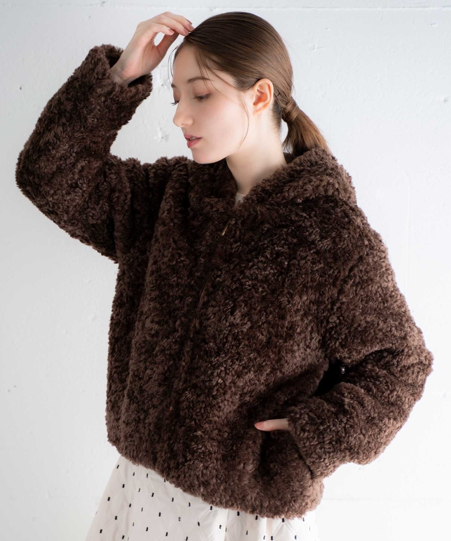 【ノエラ/Noela】のボアフーディーショートブルゾン インテリア・キッズ・メンズ・レディースファッション・服の通販 founy(ファニー) 　ファッション　Fashion　レディースファッション　Fashion for Women　アウター　Coat / Outerwear Collection　ブルゾンジャケット・スポーティアウター　Blouson Jackets　おすすめ　Recommended / Our Picks　フォルム　Silhouette, Form　ブルゾン　Blouson, Bomber Jacket　ボトム　Bottoms, Lower Wear　ポケット　Pocket, Pocket Detail　チャ|ID: prp329100004755214 ipo3291000000034657488