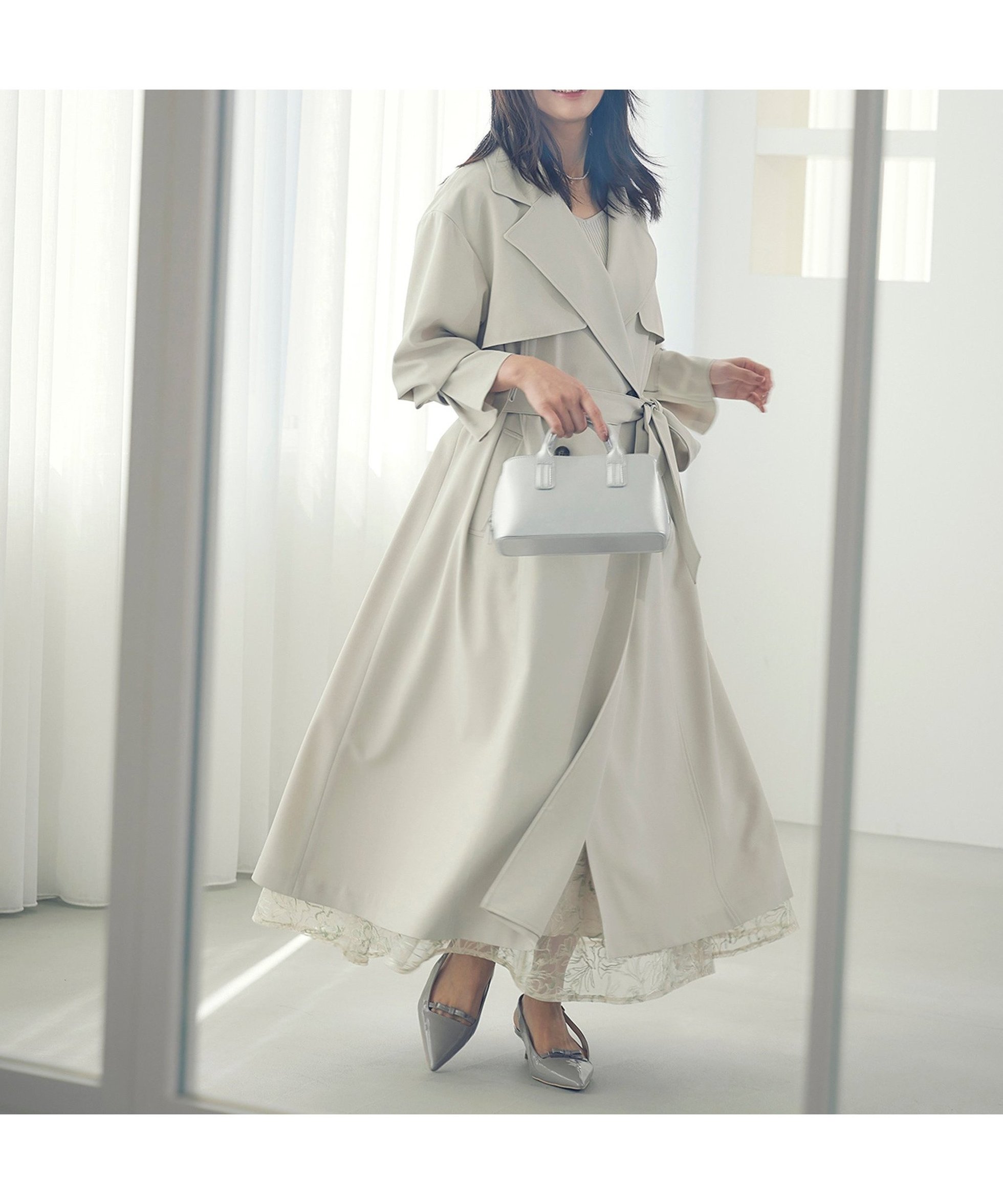 【プロポーション ボディドレッシング/PROPORTION BODY DRESSING】のベーシックロングトレンチ インテリア・キッズ・メンズ・レディースファッション・服の通販 founy(ファニー)  ファッション Fashion レディースファッション Fashion for Women ベーシック Basic, Essential ロング Long, Long-Length 定番 Standard, Basic Item ビジネス 仕事 通勤 Business / Work / Commuting グレージュ|ID: prp329100004755260 ipo3291000000034396004