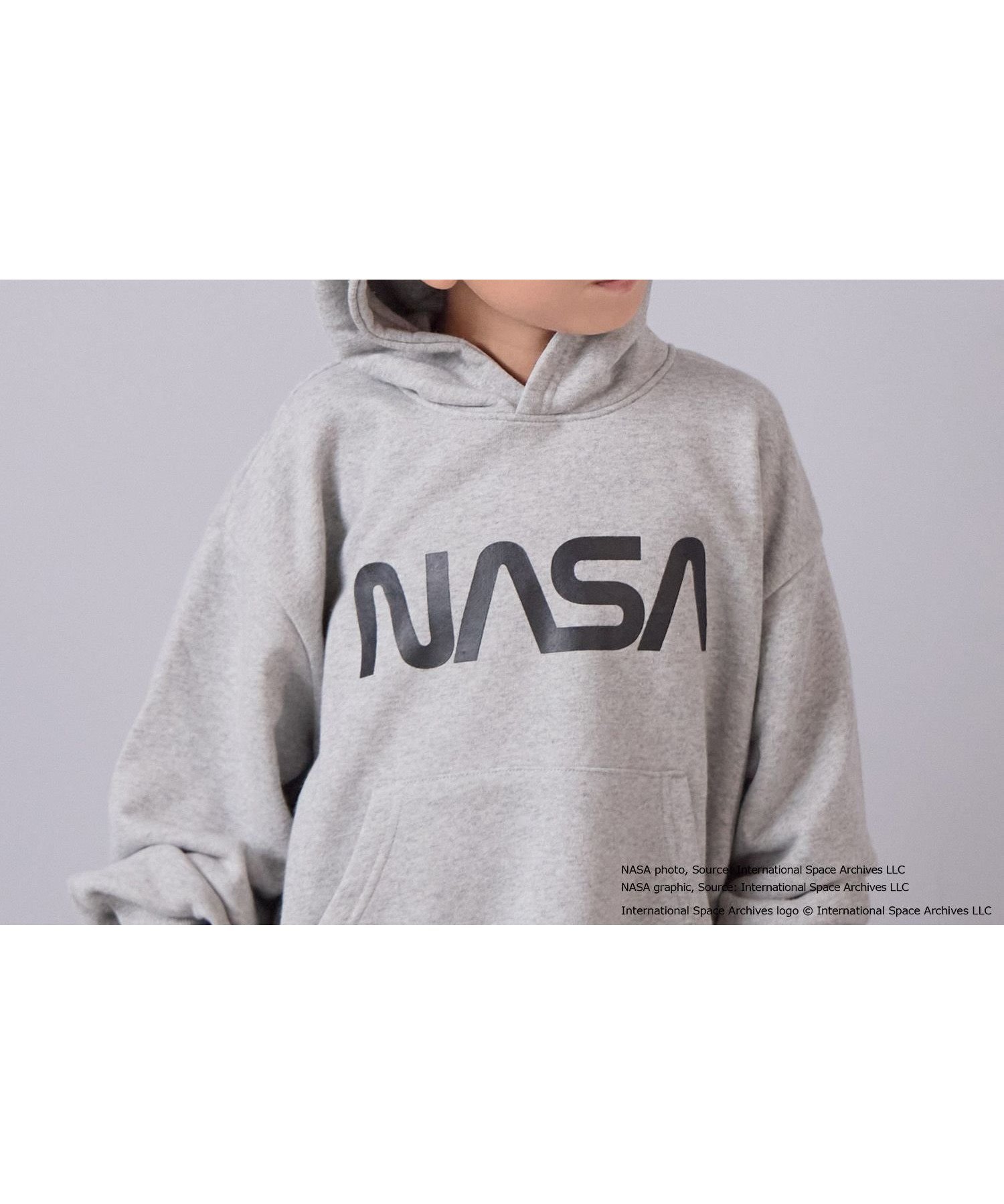 【ローリーズファーム/LOWRYS FARM / KIDS】のNASAロゴフーディー インテリア・キッズ・メンズ・レディースファッション・服の通販 founy(ファニー) 　ファッション　Fashion　キッズファッション　Fashion for Kids　おすすめ　Recommended / Our Picks　セットアップ　Set-Up, Coordinated Outfit　フロント　Front, Front Design　プリント　Print, Printed Pattern　ロング　Long, Long-Length　グレー|ID: prp329100004755320 ipo3291000000034625110