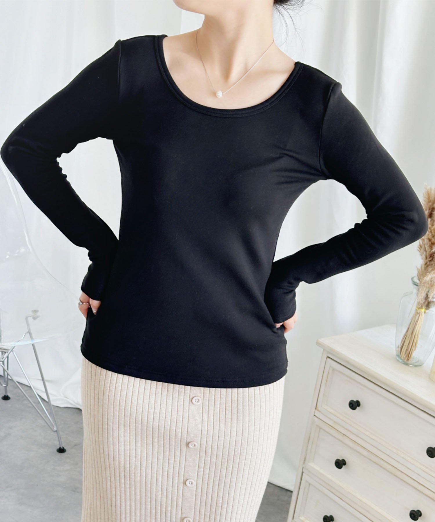 【アイモハ/aimoha】のaimoha/Uネック裏ボアインナートップス 人気、トレンドファッション・服の通販 founy(ファニー) 　ファッション　Fashion　レディースファッション　Fashion for Women　トップス・カットソー　Cut & Sew Tops　おすすめ　Recommended / Our Picks　インナー　Innerwear　フィット　Fit, Slim Fit　 other-1|ID: prp329100004755825 ipo3291000000034498107